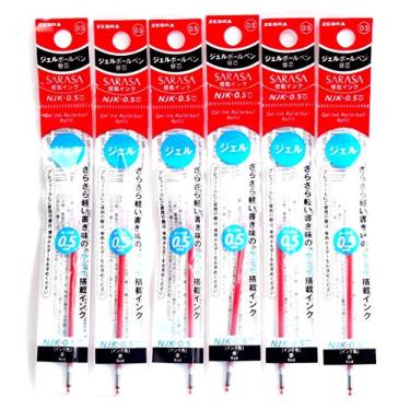 Imagem de Refil de tinta de gel vermelho de 0,5 mm da Zebra (RNJK5-R), para caneta esferográfica Sarasa multifuncional de 0,5 mm (J4SA11-), pacote com 6 unidades/total de 6 peças (importação japonesa) [pacote original Komainu-Dou]