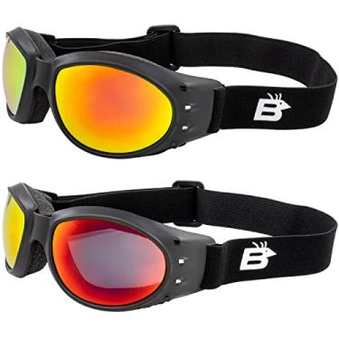 Imagem de Birdz Unissex 2 Pares De Óculos Eagle Padded Sports & Riding Goggles Armação Preta Lentes Espelhadas Laranja E Vermelho Adulto Preto-Laranja/Vermelho