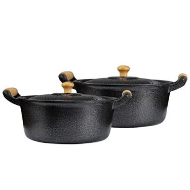 Imagem de Jogo 2 Caçarolas Preta de 16 E 18 cm Tampa de Alumínio