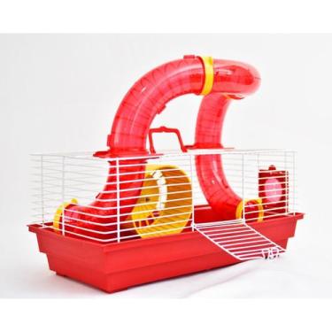 Imagem de Gaiola Para Hamster Roedores Com Tubos Divertidos Vermelha - Gaiolas B
