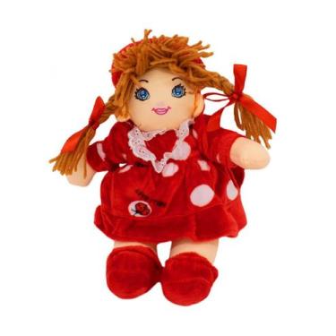 Imagem de Boneca Vermelho Círculos Com Chapéu 28cm - Fofy Toys
