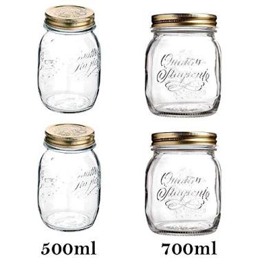 Imagem de 4 Potes de vidro herméticos Quattro Stagioni Bormioli Rocco para alimentos compotas e conservas