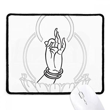 Imagem de Mousepad Culture Hand Lotus padrão simples borda costurada tapete de borracha para jogos