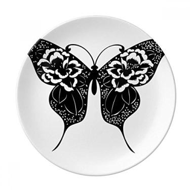 Imagem de Prato de borboleta com asas de rosa decorativo de porcelana Salver talheres, Prato de jantar