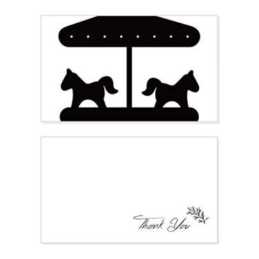 Imagem de Contorno do parque de diversões de carrossel preto, cartão de agradecimento, papel de aniversário, agradecimento de casamento