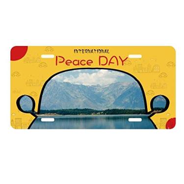 Imagem de DIYthinker Placa de carro Mountain River Forest Reflection Sky Cloud para decoração de carro Dia da Paz