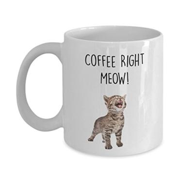 Imagem de Caneca de gato Beckoning – Coffee Right Meow! – Caneca de café de cacau quente divertido – ideia de de Natal