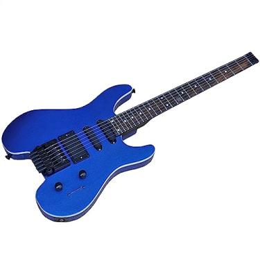 Imagem de Guitarra Elétrica Sem Cabeça Azul 39 Polegadas 24 Trastes Com Escala Em Jacarandá Guitarra Elétrica Sem Cabeça