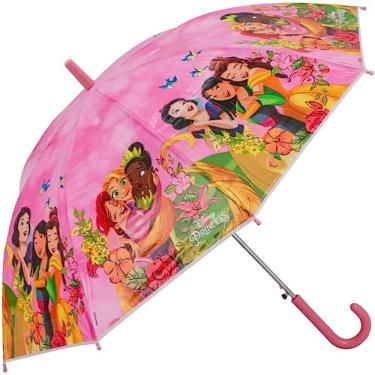 Imagem de Guarda Chuva Princesas - 4 a 12 anos - Reforçado Automatico - Cinderela Ariel Bela Jasmine  - Infantil - 48 cm - PANAMI