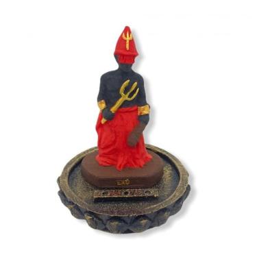 Imagem de Imagem Incensário 3 Varetas Exu Base Dourada Em Resina 12 Cm