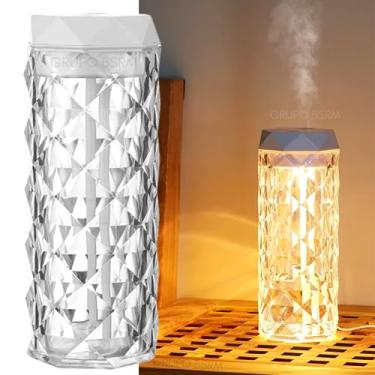 Imagem de Umidificador de ar cristal ultrasonico portatil aromatizador de ambiente eletrico difusor aromaterapia aromas oleos essenciais
