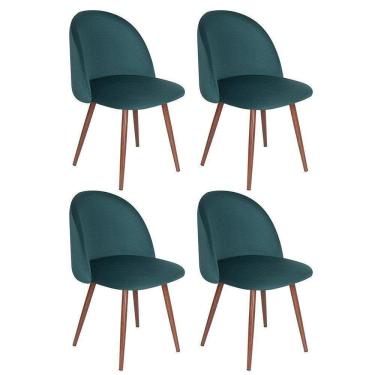 Imagem de Kit 4 Cadeiras Jantar Estofada Maite Sedona Veludo Verde Escuro