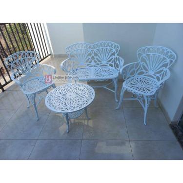 Imagem de Conjunto de Mesa Para Jardim Primavera com Namoradeira e Mesa Baixa em Alumínio Fundido Unifer Móveis