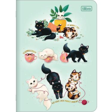 Imagem de Caderno Escolar Pequeno Grampeado 1/4 Flexível Purrfect Cats 32 Folhas - Tilibra