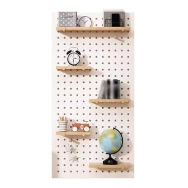 Imagem de Painel Porta-Ferramentas Pegboard de armazenamento de montagem na parede com prateleira retangular de madeira maciça para quarto sala de estar organizador de escritório ( Color : White , Size : 60*120