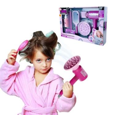 Imagem de Conjunto salão beleza Secador de cabelo com 2 velocidades a pilha Brinquedo