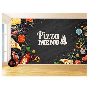 Imagem de Papel De Parede Alimentos Cantinho Pizza Lousa 3,5M Al342