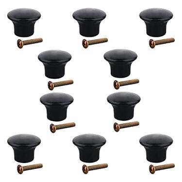 Imagem de Bettomshin 10 peças puxadores redondos de madeira 22 x 17,5 mm/0,87" x 0,69" (DxA) móveis de armário cozinha puxadores de verniz puxadores para gaveta de cômoda guarda-roupa material de madeira maciça