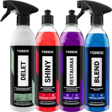 Imagem de Kit Limpador de Pneus Shiny Pneu Pretinho Brilhante Restaurax Revitalizador Blend Spray Cera Vonixx