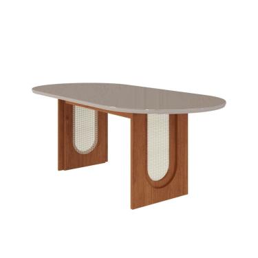 Imagem de Mesa para Sala de Jantar 210cm Oval Valentina Cinamomo/Off White