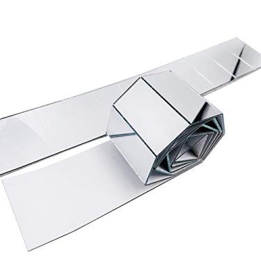 Imagem de CHENRUI Espelho adesivo de 2,5 cm x 5 cm, fileira de 30 peças, vidro real, moderno, prata, retangular