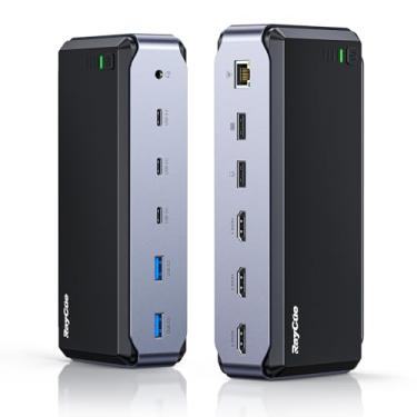 Imagem de Estação de ancoragem USB C, monitor duplo para MacBook Pro/Air, monitor triplo 4K 13 em 1, hub USB-C para laptop, base tipo C com 3 x HDMI 4K, PD3.0, 7 USB, RJ45, áudio de 3,5 mm