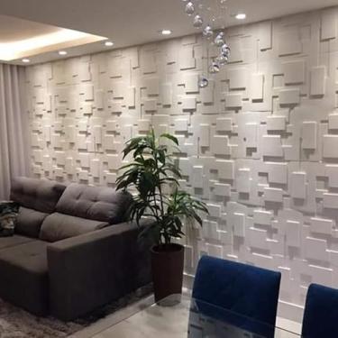 Imagem de Kit 4 Placas Parede Revestimento Acabamento Decorativa Externo Fachada Poliestireno Casa 3D Pvc
