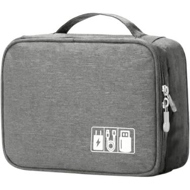 Imagem de Bolsa de Transporte Multifuncional Saco de Armazenamento de Produtos Eletrônicos Bolsa de Armazenamento de Acessórios Eletrônicos de Viagem (Cinza)