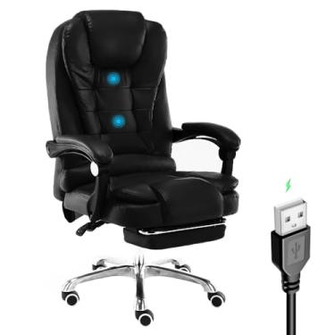 Imagem de Cadeira De Escritório Nsx Presidente Massagem Apoio Aos Pés Cor Preto Material Do Estofamento Couro