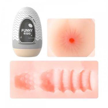 Imagem de Masturbador Masculino Formato Vagina, Boca ou Ânus Em Cyberskin - Funny Egg (Cinza)