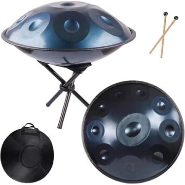 Imagem de Tambor de mão de 22 polegadas, D menor 9/10/12 notas Tambores de mão de aço com bolsa de tambor de mão, 2 marretas, suporte de tambor de mão, 432Hz/440Hz Handpan percussion ument, azul - 10