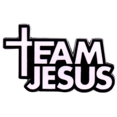 Imagem de Crachá de pino esmaltado de 3 cm da equipe Jesus Cristo, cruz, crucifixo cristão, bíblico, igreja, adoração, oração, católico, Deus Salvador, Senhor Cristianismo, 3 cm, 1.2 inches, Esmalte, Metal