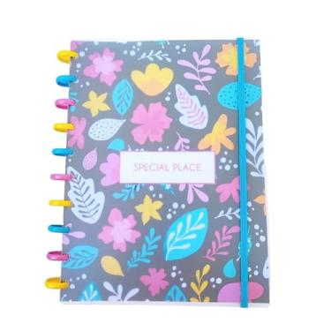 Imagem de Caderno de Disco 10 Matérias Escolar Sistema Inteligente Com Calendario Com Divisórias Special Place Bloom (GRANDE - Universitário)