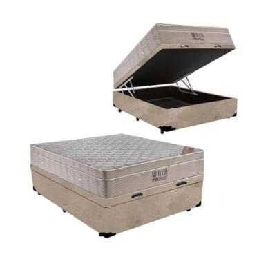 Imagem de Cama Box Baú + Colchão de Molas Ensacadas - AirTech SpringPocket - Ortobom (Bege, Casal)