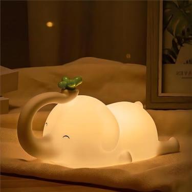 Imagem de S NMT Lindo elefante luz noturna de silicone lâmpada de LED novidade 3 níveis regulável luz noturna para berçário USB recarregável lâmpada de dormir para decoração de bebês e crianças