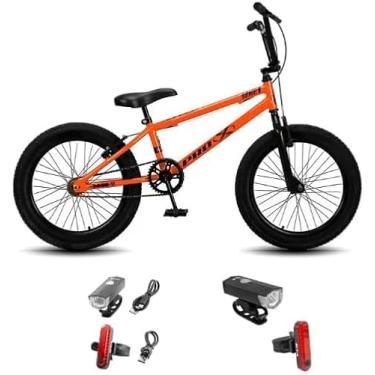 Imagem de Bicicleta Infantil Pro x Aro 20 BMX S1 FreeStyle V-Brake Com Kit Farol Led,Laranja Preto