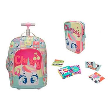 Imagem de Kit Mochila Com Rodinha + Estojo Unicórnio Cherry Puket