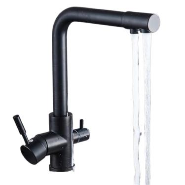 Imagem de Torneira de cozinha preta Torneiras de cozinha de latão antigo Torneiras de filtro Torneiras de pia de cozinha Misturadores Torneira de água purificada, Preto