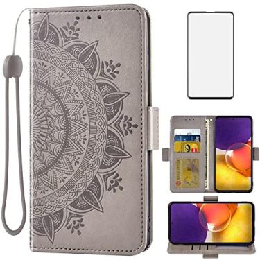 Imagem de Asuwish Capa carteira compatível com Samsung Galaxy A82 5G/Quantum 2, protetor de tela de vidro temperado, porta-cartões, alça de pulso, capa para celular para Glaxay A 82 G5 Gaxaly 82A S82 masculina