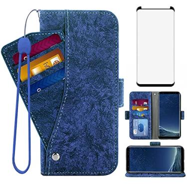Imagem de Asuwish Capa carteira compatível com Samsung Galaxy S8, protetor de tela de vidro temperado, suporte de cartão, suporte de couro, capa flip para celular para Glaxay S 8 Gaxaly 8S Edge SM-G950U