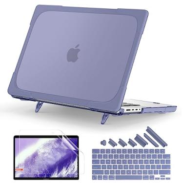 Imagem de Batianda Compatível com a nova capa MacBook Pro de 16 polegadas 2024 M4 Chip versão 2023 2021 com M3 M2 Pro Max, capa rígida de plástico protetor resistente com suporte dobrável e capa de teclado,