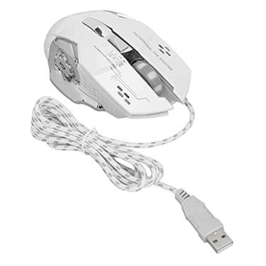 Imagem de Mouse para Jogadores, Design Com Fundo de Metal Mouse Com Fio Design Ergonômico e Simplificado Textura Delicada Longa Vida útil para Escritório Em Casa (Branco)