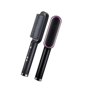 Imagem de Escova De Cabelo Barba Alisadora Elétrica Pente Cerâmica