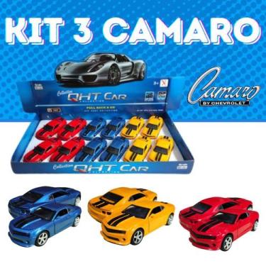 Imagem de Kit 3 Carrinhos De Metal Carros Miniatura Camaro Chevrolet Premium Col