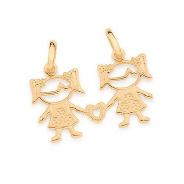 Imagem de Pingente banhado ouro 3x 24k 18k e 22k  feminino casal filhos duas men