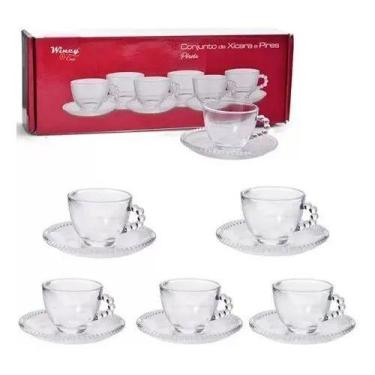 Imagem de Conjunto De Xicaras E Pires 12 Peças 90 Ml Vidro Linha Perola Wincy Bo