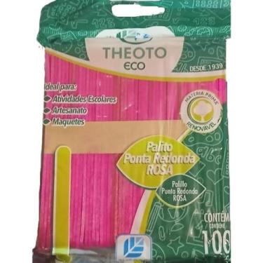 Imagem de 100 Palito Picolé Sorvete Ponta Redonda Artesanato Theoto - Rosa