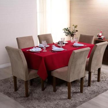 Imagem de Toalha de Mesa Basic 3,00m 10 Lugares Oxford Natal Vermelho - Home Fer
