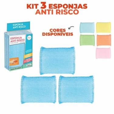Imagem de Kit 3 Esponjas Anti Risco Superfícies Delicadas Bucha Macia Para Limpe