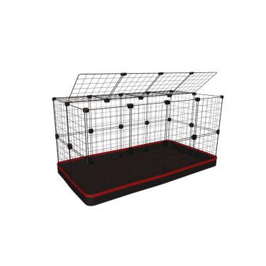 Imagem de Cercado para Porquinho da Índia Coelho 60x120x60cm Gaiola Preto com Teto e Tapete Higiênico